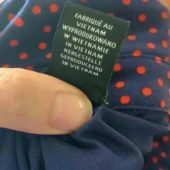 Nicole Miller New York sz 10 navy, red polka polka dot shirt dress non wrinkle - Picture 11 of 11